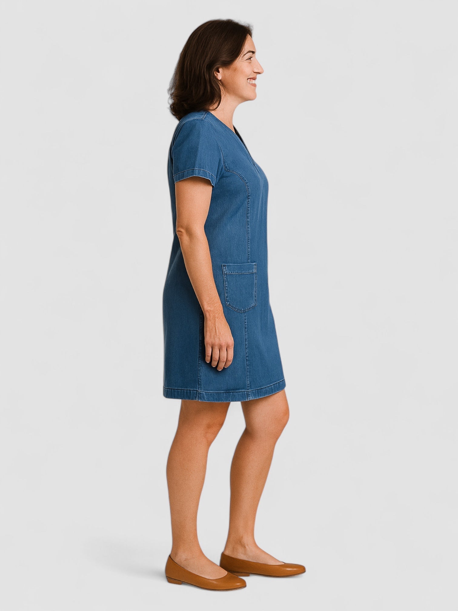 Mjuk Denimklänning med Framfickor