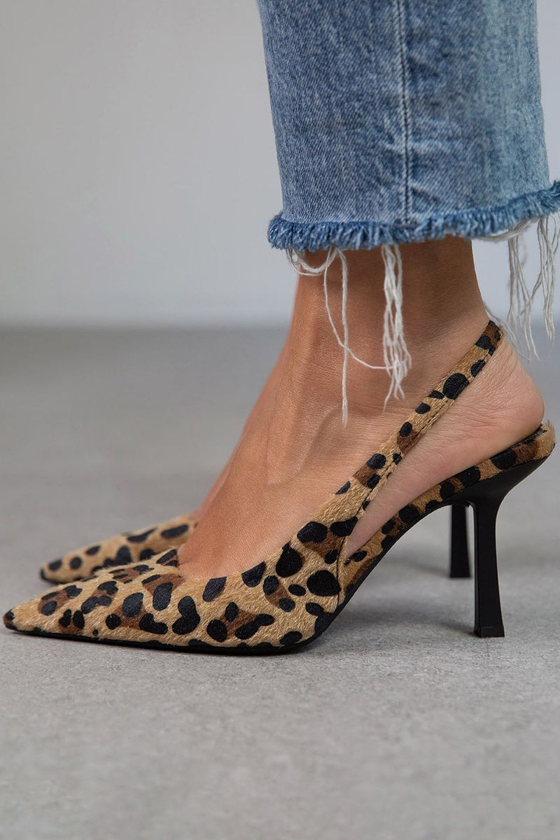 Liorina | Khaki Pumps med leopardmönster och spetsig tå